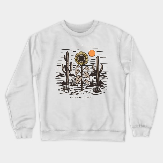 Sunflower In Arizona Desert Crewneck Sweatshirt by Jahangir Hossain